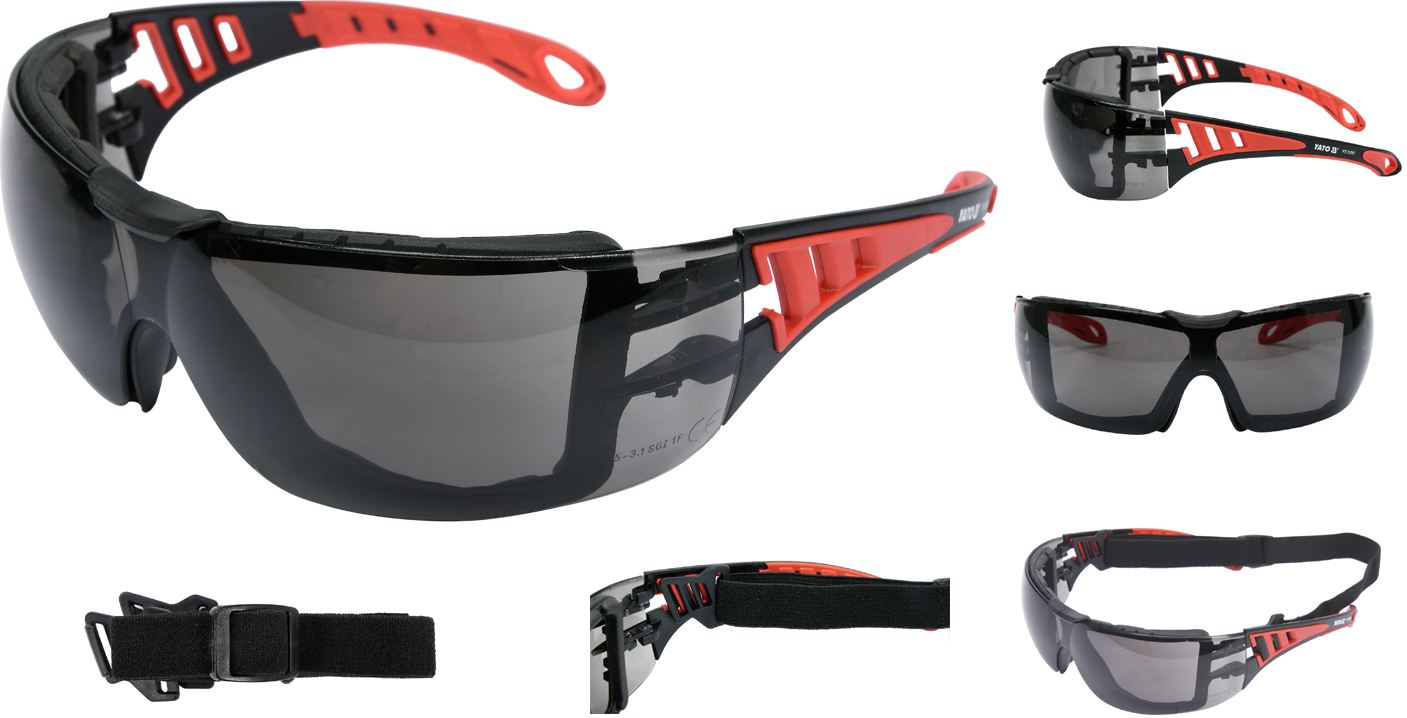 Okulary ochronne szare z paskiem Okulary ochronne szare z paskiem