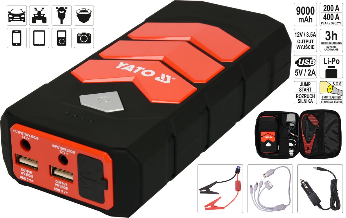 Urządzenie rozruchowe POWER BANK 9000mAh Urządzenie rozruchowe POWER BANK 9000mAh